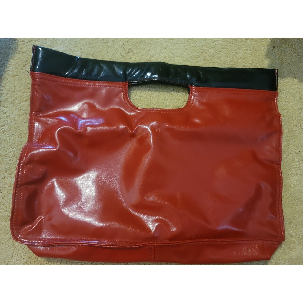 Red Clutch Bag Evening Party Handbag Cutout Handle Unique